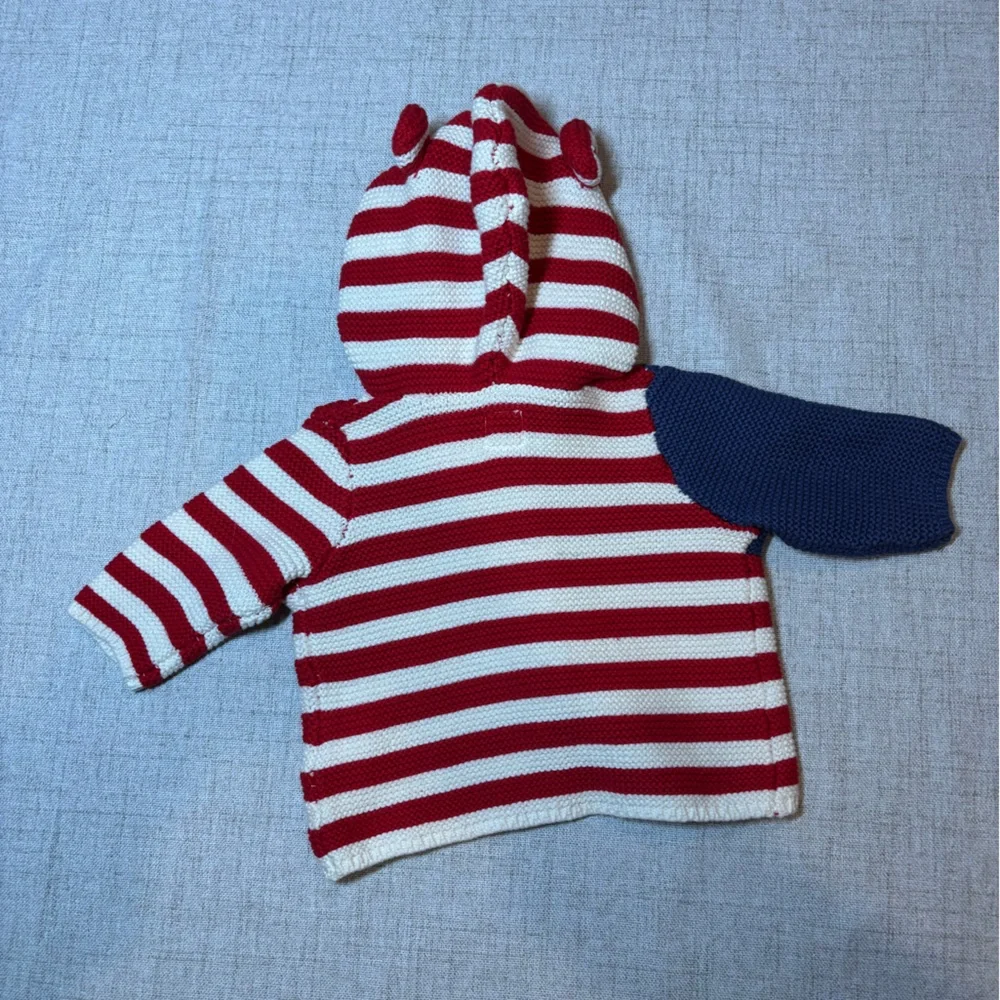 BABY GAP red white blue flag sweater hood w/ears 100% cotton. NWT. 0-3 months - Picture 2 of 4